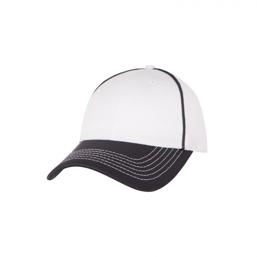 TECH CONTRAST PIPED CAP - White/Charcoal