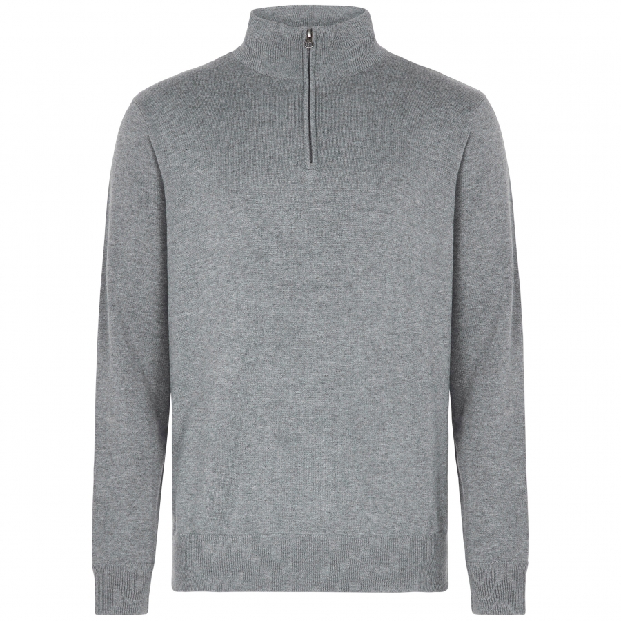 Zane Mens 1/4 True Knit Pullover - Charcoal Marle