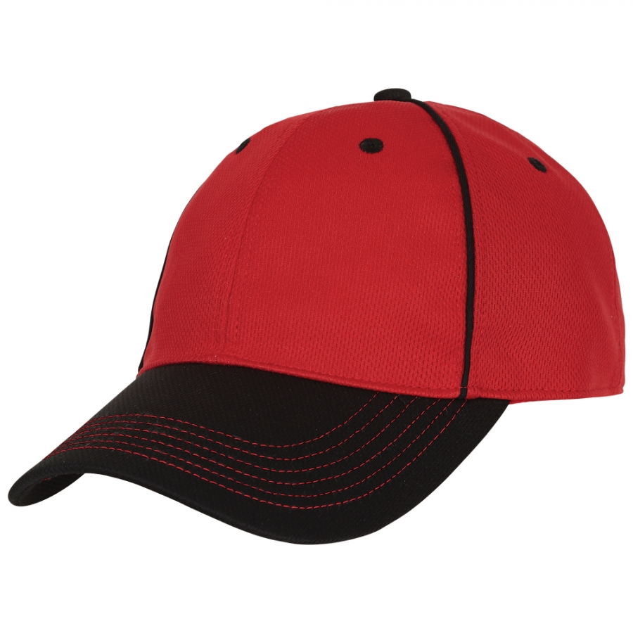 TECH CONTRAST PIPED CAP - Red/Black