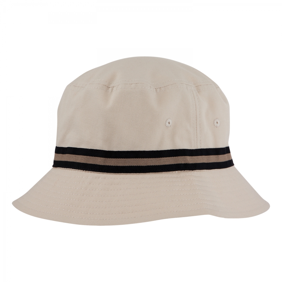COTTON BUCKET HAT - STONE/NAVY