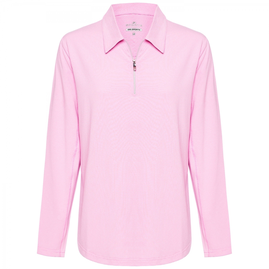 Page Long Sleeve Polo - Rose / White
