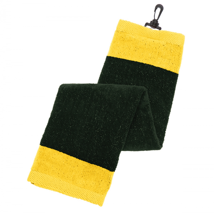 TWO TONE COTTON TOWEL - GREEN/GOLD