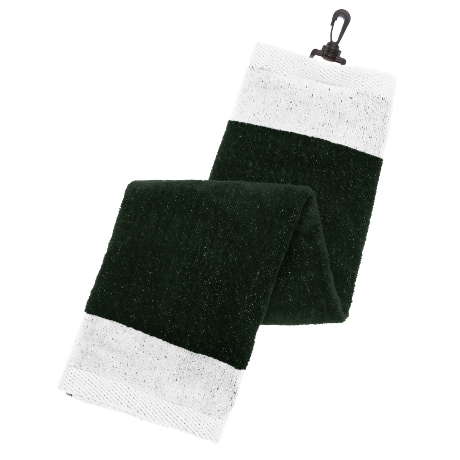 TWO TONE COTTON TOWEL - GREEN/WHITE