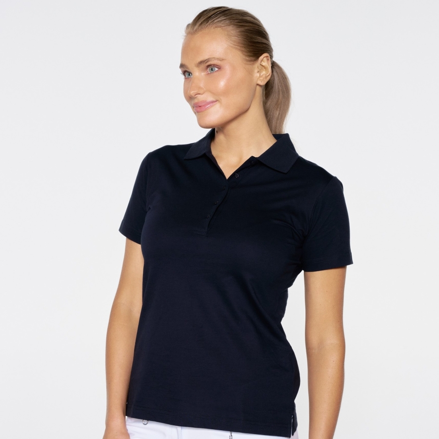 LADIES MERCERISED POLO - MODEL SHOT