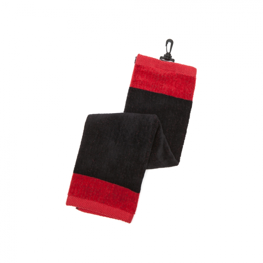 TWO TONE COTTON TOWEL - BLACK/RED