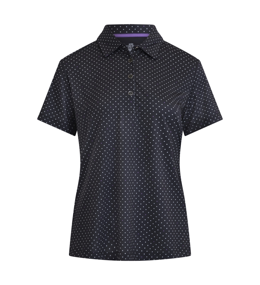 Midnight Dot Ladies SS Polo - BLACK
