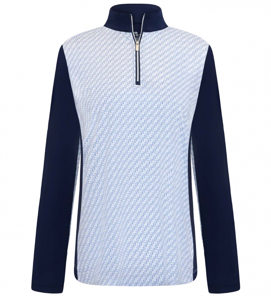 Sugar Ladies LS Polo - WHITE/NAVY
